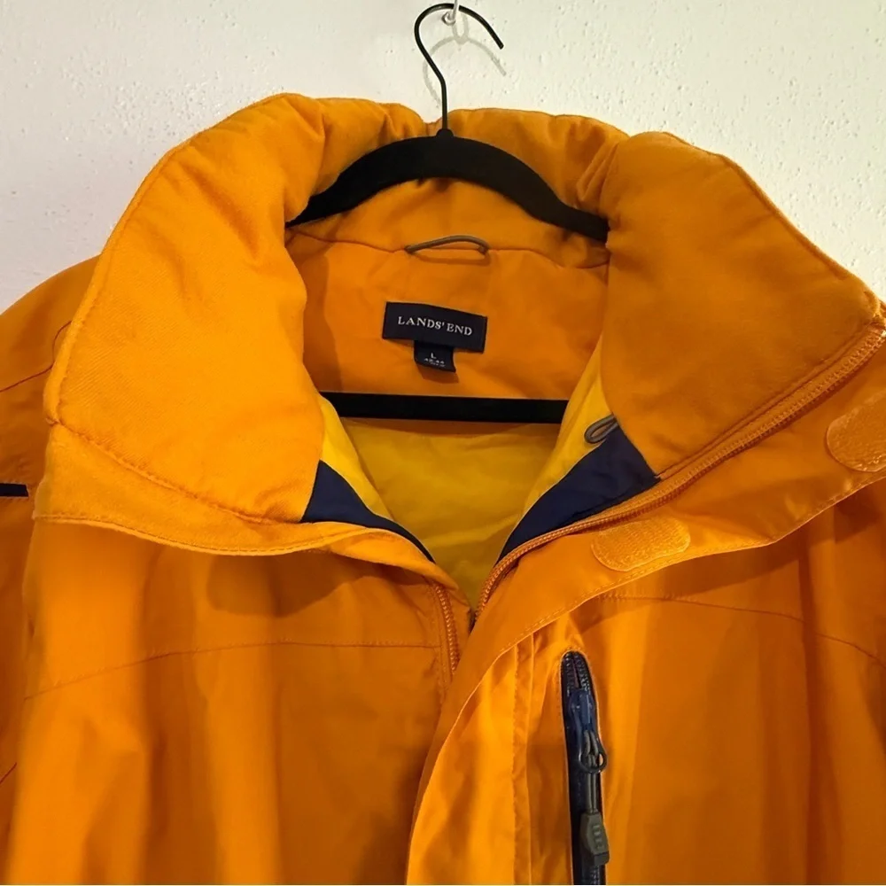 Lands End Marigold Insulated Weatherproof Jacket w/dark blue trim. Sz L.